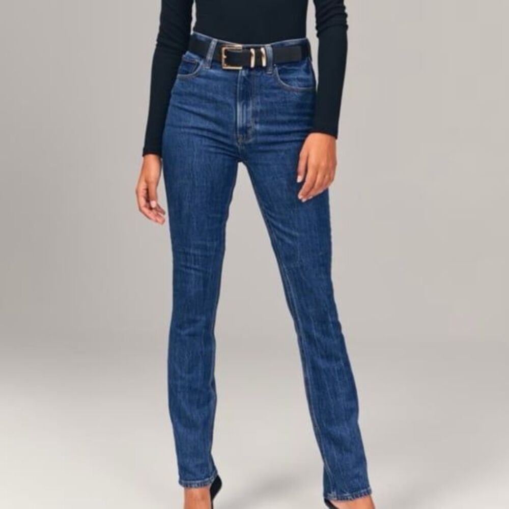 Abercrombie & Fitch Dark Wash High Rise Slim Straight Jeans Size 27 / 4 Long